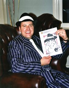 Photograph, Heidelberg Golf Club, Heidelberg Golf Club: 75th anniversary dinner - Stefan with his caricature, 16/08/2003