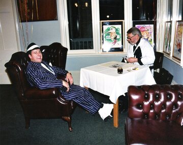 Photograph, Heidelberg Golf Club, Heidelberg Golf Club: 75th anniversary dinner - Stefan with the caricature artist, 16/08/2003
