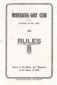Booklet - Rule Book, Heidelberg Golf Club, Heidelberg Golf Club: Rules, 1928