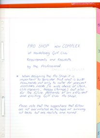 Administrative record - Report, Struan McDowell, New Pro shop complex at Heidelberg Golf Club 1993, 1993