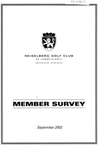 Document - Report, Heidelberg Golf Club, Heidelberg Golf Club Member Survey September 2002, 2002