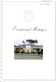 Document - Menu, Heidelberg Golf Club, Heidelberg Golf Club: Events and meetings, 2008-2009