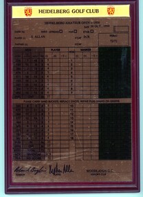 Memorabilia - Commemorative Plaque, Heidelberg Golf Club, Stephen Allan 1994, 30/10/1994