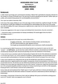 Document - Article, Heidelberg Golf Club et al, Brief history of the couch project (2002-2008), 2023
