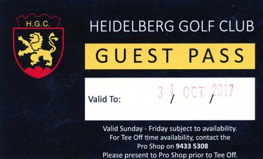 Card - Pass, Heidelberg Golf Club, Guest Pass - Heidelberg Golf Club, 2017