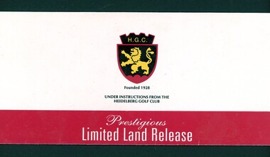 Card - Advertising Flyer, Heidelberg Golf Club, Limited land release - Heidelberg Golf Club
