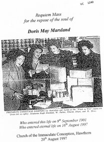 Pamphlet, Requiem Mass for Doris May Marsland 1901-1997, 1997