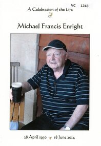 Pamphlet, A celebration of the life of Michael Francis Enright 1930-2014, 2014