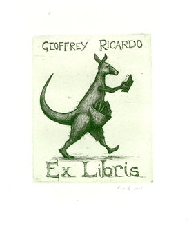 Bookplate featuring a walking bookplate