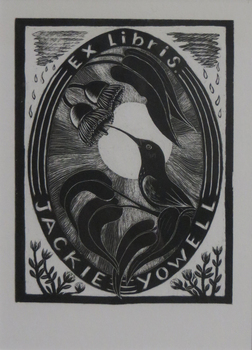 Bookplate featuring a nectar eating bird 