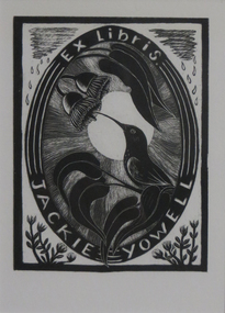 Bookplate featuring a nectar eating bird 