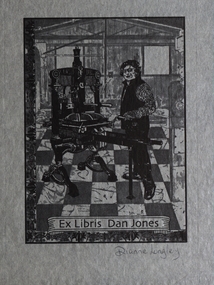 Work on paper - Bookplate, Ex Libris Dan Jones, 2020