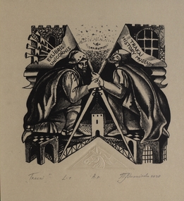 Work on paper - Bookplate, EX LIBRIS UNICORNIS TRAKAI HISTORY MUSEUM