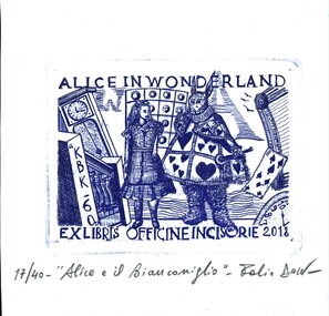 Work on paper - Bookplate, Alice in Wonderland