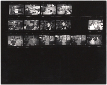 B&W proof sheet containing proofs of several photos from various events.