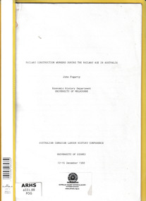 Book, John Fogarty, Railway construction workers during the railway age in Australia, 1988