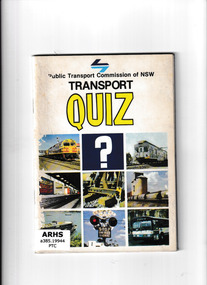 Booklet, Public Transport of New South Wales, Transport Quiz, 1978
