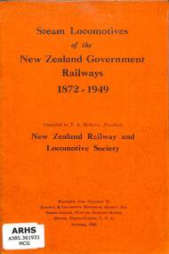 Book, McGavin, T.A, Steam Locomotives of the New Zealand Government Railways 1872-1949, 1950