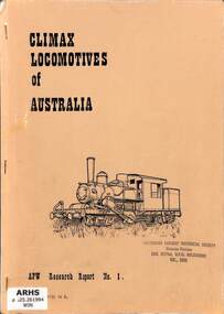 Book, Winzenreid, Arthur, Climax Locomotives of Australia, 2000