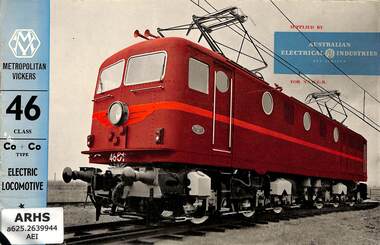 Booklet, Australian Electrical Industries Pty Ltd, Metropolitan Vickers 46 Class Co+Co Electric Locomotive, 1956