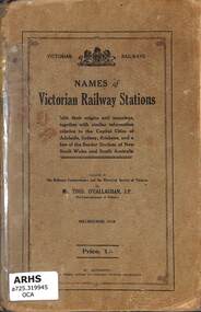 Book, O'Callaghan, Thomas, Names of Victorian Railway Stations, 1918