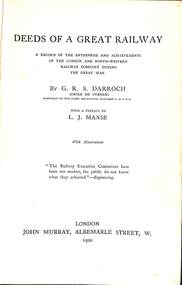 Book, Darroch, G.R.S, Deeds of a Great Railway, 1920