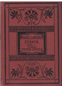 Book - Essays, Carlyle, Thomas, Critical and miscellaneous essays : collected and republished : in seven volumes : Vol. I, 1872