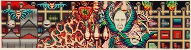 A surreal digital print of monsters.