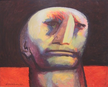 Painting of a bald man's head