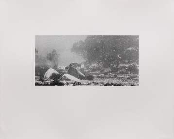 Black and white photograph of alpine landscape