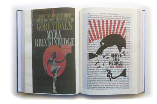 The Country Justice open to a page featuring an image of two people kissing with the words serve the people