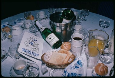 Photograph of a messy breakfast table