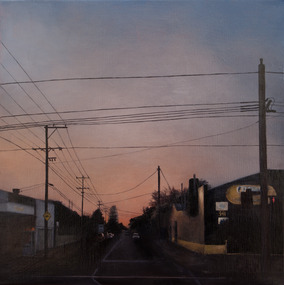 A painting of Victoria St Brunswick East at dusk.