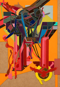 Abstract painting of a plane