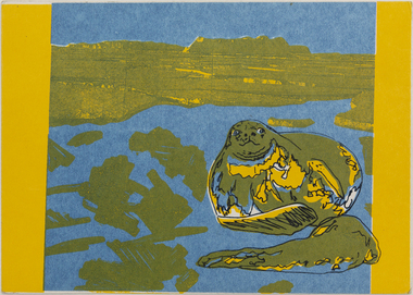 A postcard featuring an Elephant Seal