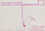 Rear of a post card. Divided into two halves by a pink line in the centre. In the top right corner is the outline of a small pink square for a stamp. In the bottom of the right half is a drawing of the head of a Tern.
