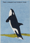 Image of a large black and white whale, leaping vertical out of the water.