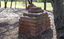 Brick sculptures installed among sheoaks.