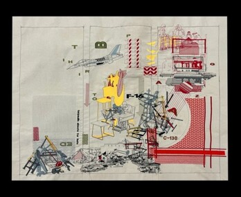 Textile - Polyester thread on calico, Textiles in Gaza, 2025