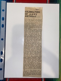 Newspaper - Newspaper clipping, CELEBRATION OF AANS BIRTHDAY, [Friday 2 July 1943]