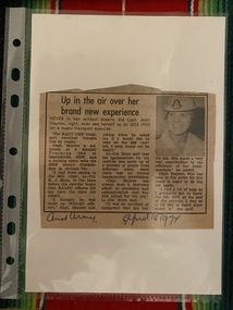 Newspaper - Newspaper clipping, Up in the air over her brand new experience, [April 18 1974]