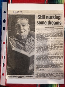 Newspaper - Newspaper clipping, Wendy Woods, Still nursing some dreams, [unknown]