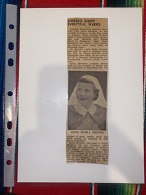 Newspaper - Newspaper clipping, Nurse's eight eventful weeks, [26 February 1942]