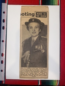 Newspaper - Newspaper clipping, Nurse to the Queen, [ca. 1957]