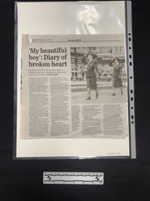 Newspaper - Newspaper clipping, Tony Wright, 'My beautiful boy': Diary of broken heart, Saturday, July 20, 2024