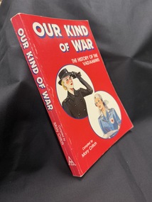 Red paperback book with colour drawings on cover and white and blue text on cover and spine