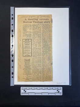 A newspaper clipping of a story consisting of three columns of text