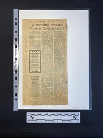 A newspaper clipping of a story consisting of three columns of text