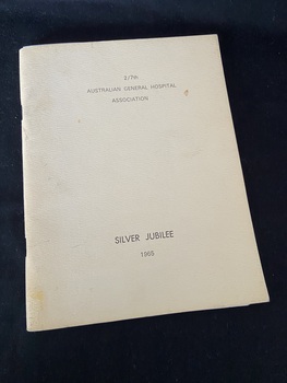 Cream coloured booklet with two staples. The title and author are typed in black ink on the cover.