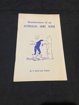 Thin cream coloured book with title printed in blue ink across the top of the cover. Below the totle is a blue illustration of a person leaning against a rail fence wearing a large hat and oversized boots. The author's name is printed in blue at the bottom of the page.